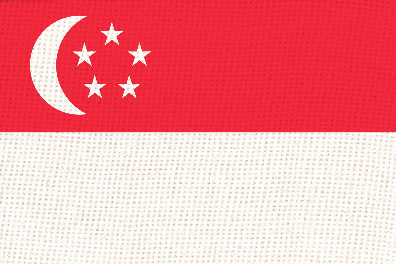 Flag of Singapore. Singaporean Flag on Fabric Surface. Fabric Texture